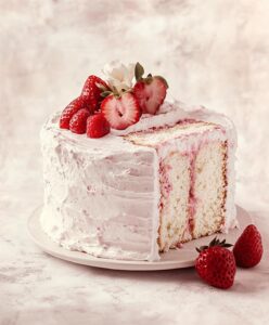 Strawberry Swirled White Chocolate Cake Recipe