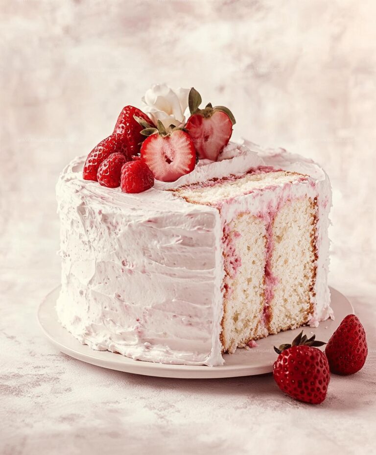 Strawberry Swirled White Chocolate Cake Recipe