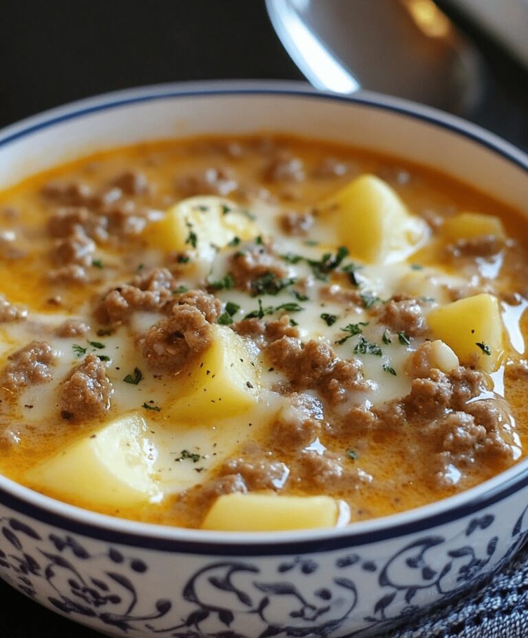Cheesy Hamburger Potato Soup Recipe