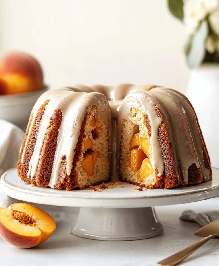 Peach Bundt Cake with Brown Butter Icing Recipe