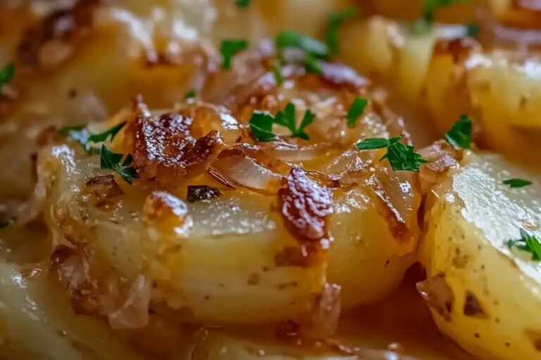 Slow Cooker Cheesy Onion Potatoes Recipe