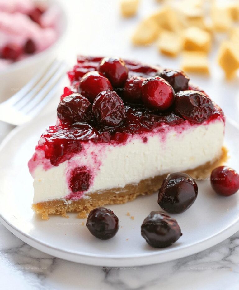 No Bake White Chocolate Cranberry Cheesecake Recipe