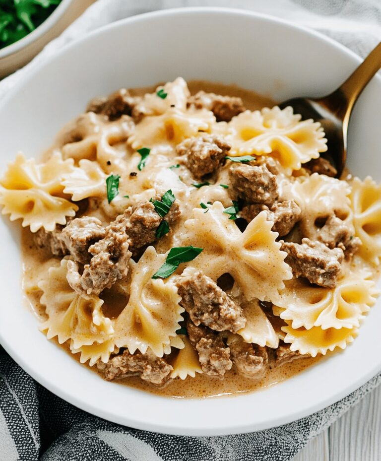 Beef And Bowtie Pasta With Alfredo Sauce Recipe