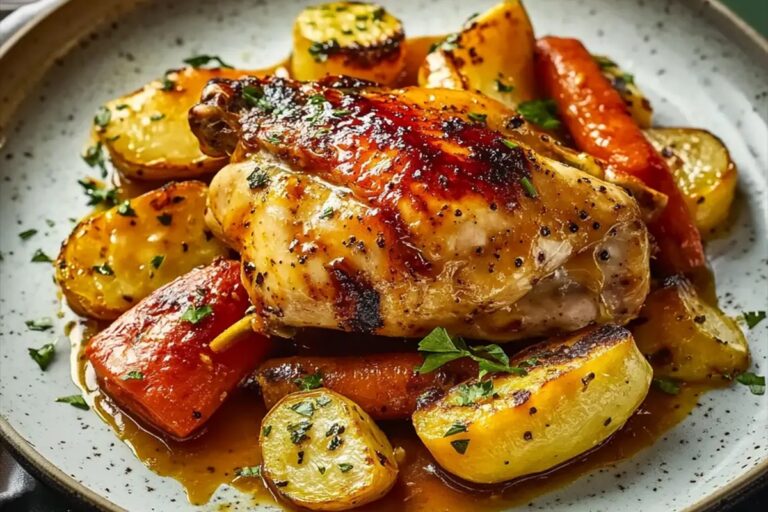 Honey Mustard Glazed Chicken With Roasted Vegetables Recipe