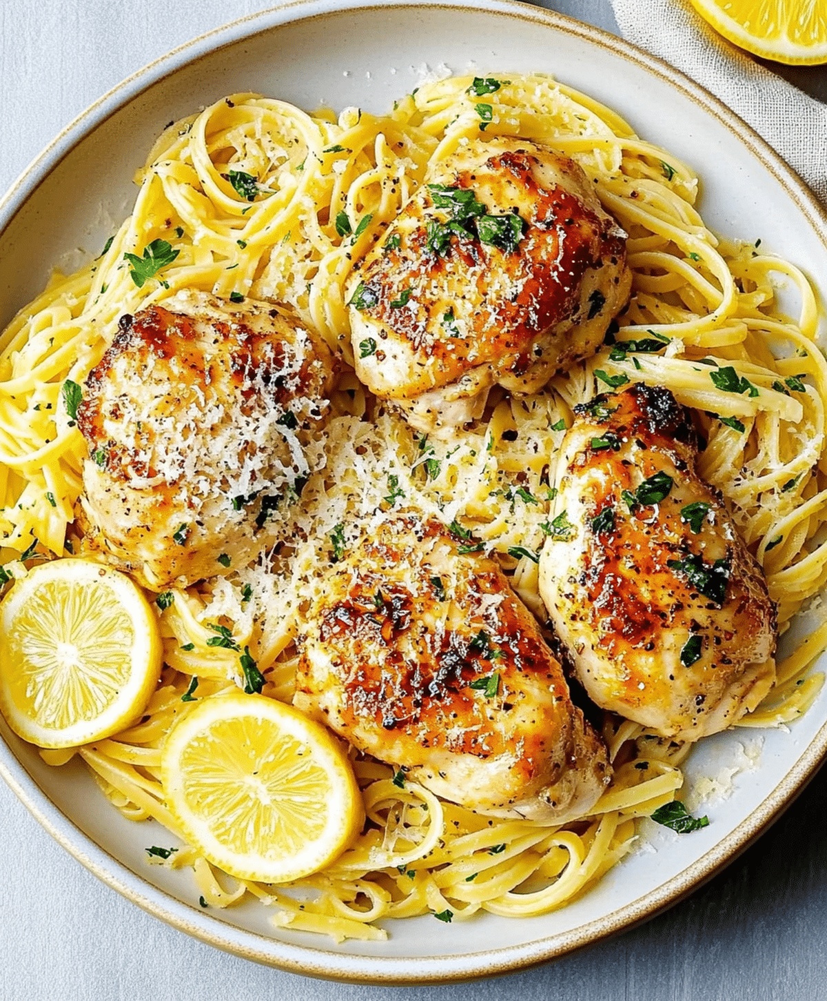 Lemon Garlic Butter Chicken With Parmesan Linguine Recipe