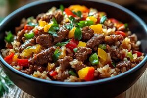 Beef And Pepper Rice Bowl Recipe