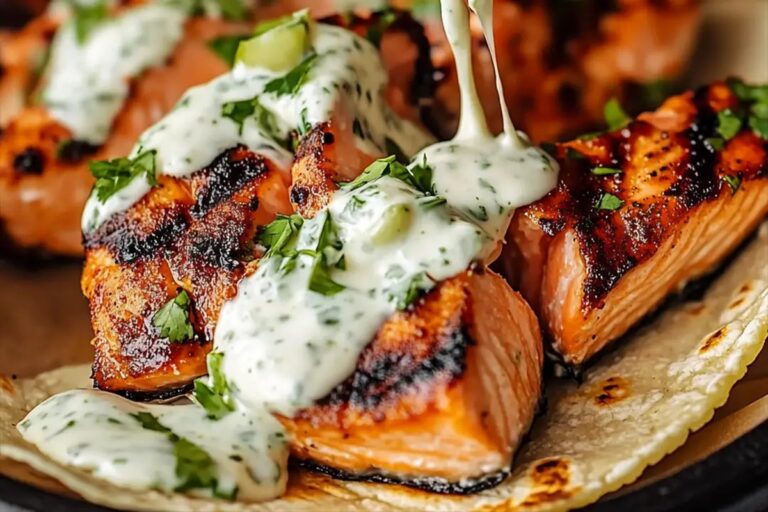 Grilled Salmon Tacos With Cilantro Lime Crema Recipe