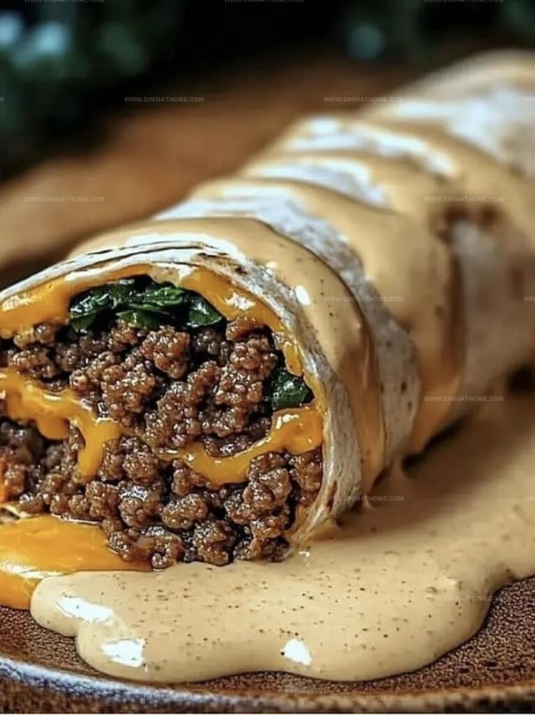 Cheesy Ground Beef Delight Wrap with Creamy Sauce Recipe