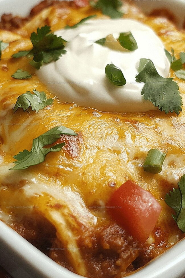 Beef Enchilada Bake With Rich Sauce And Cheese