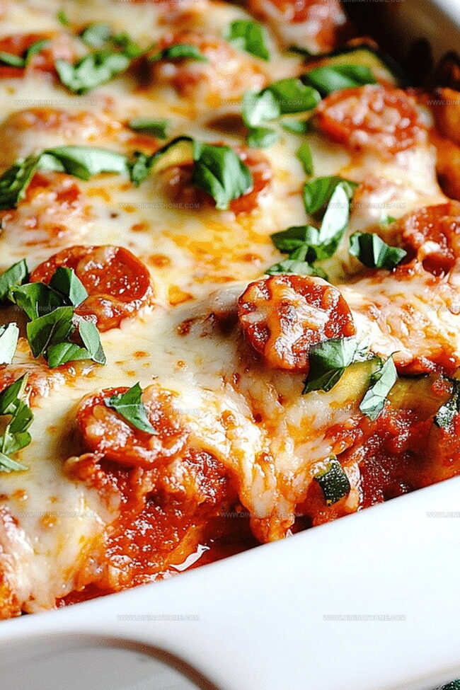 Grated Zucchini Pizza Casserole With Cheesy Veggie Layers