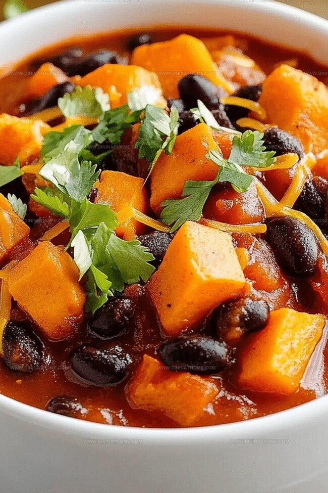 Sweet Potato Black Bean Chili With Sweet, Smoky Warmth