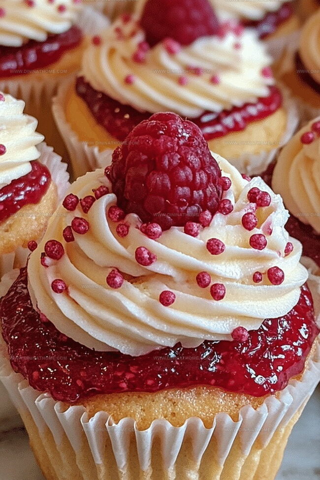 Lemon Raspberry Jam Cupcakes Burst With Bright Fruit Contrast